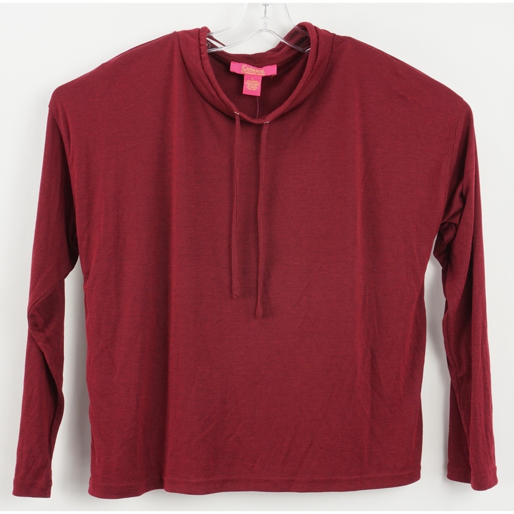 New Catherine Malandrino Women Sz L Red Drop Sleeve Drawstring Mock Neck Sweater